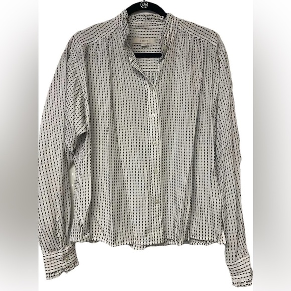 NWOT Loft Swiss Dot Button Down Blouse White/black Size S workwear - Picture 7 of 7